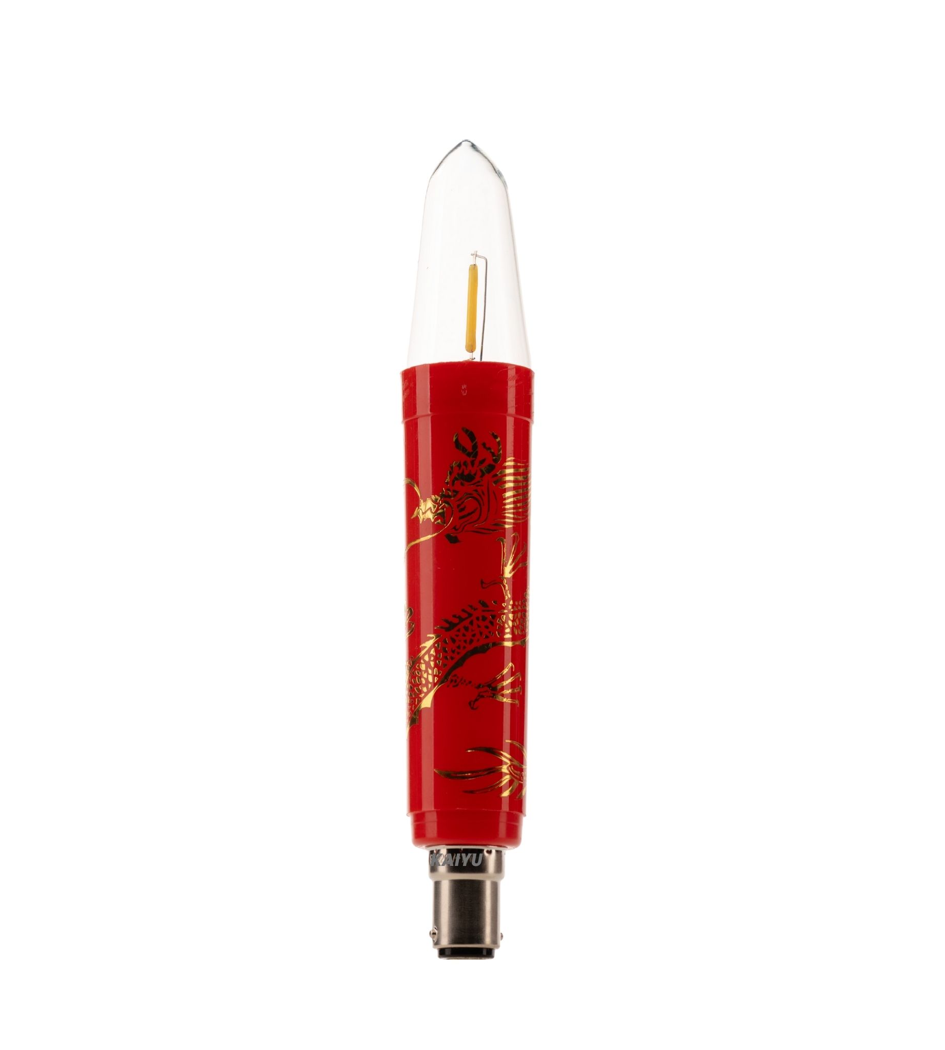 C32 1W BA15DS Glass Clear LED Candle light with Gold Dragon Totem - Image 3