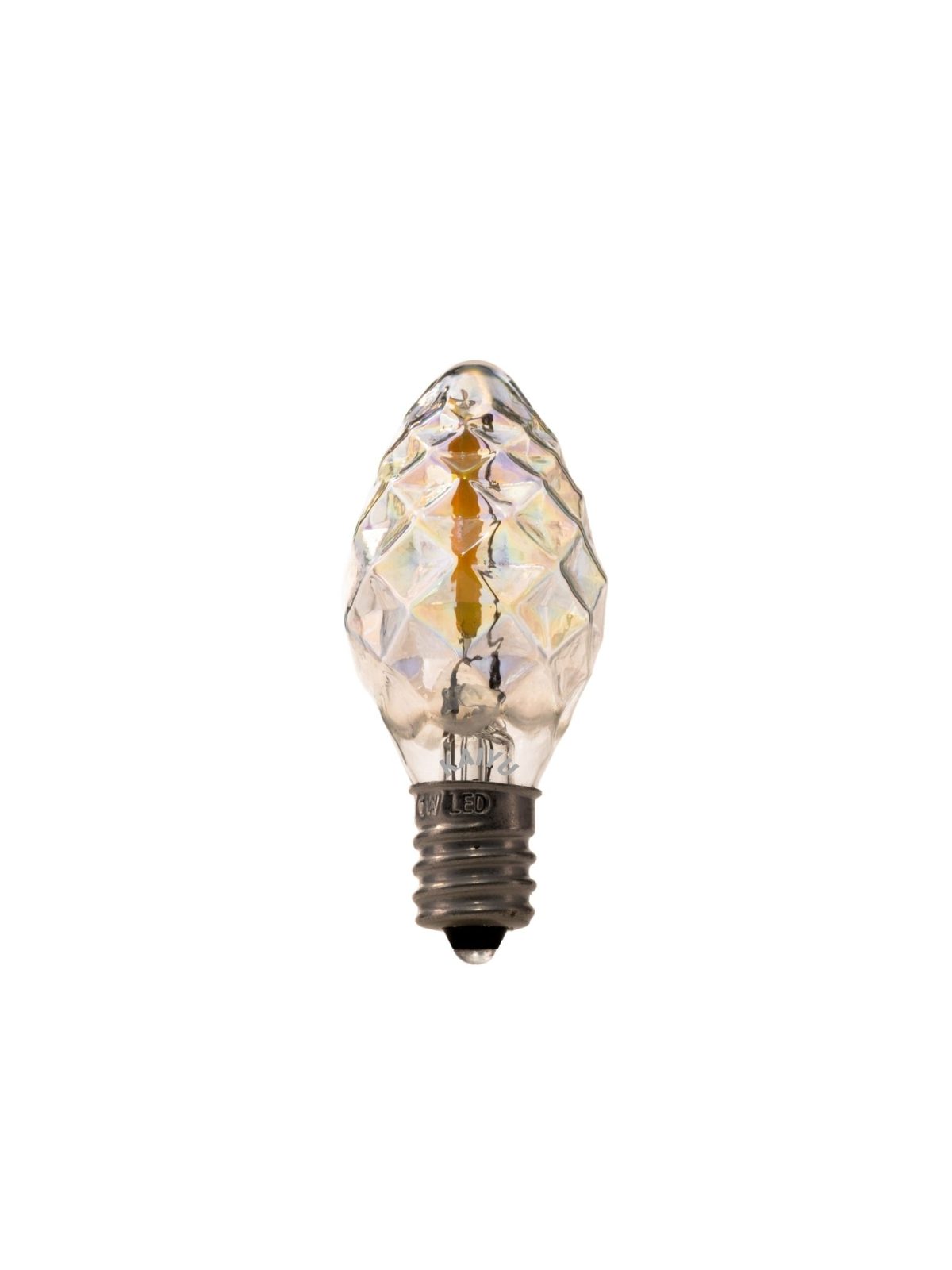 Faceted Luster Clear Glass C7 1W E12 LED Filament bulb, warm white