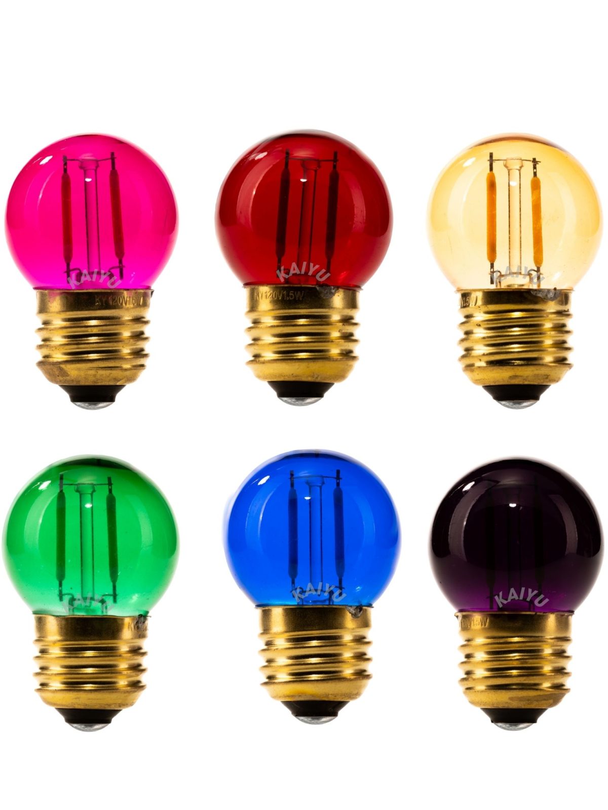 G40 1.5W E26/27 multi-color transparent LED Filament bulb