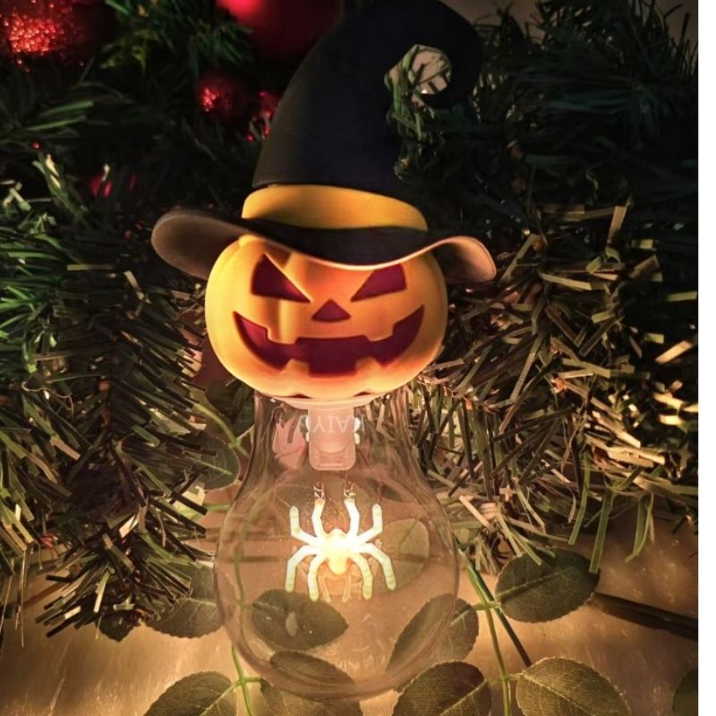 Cordless Spider Light Bulb With Halloween Pumpkin Silicone Sleeve